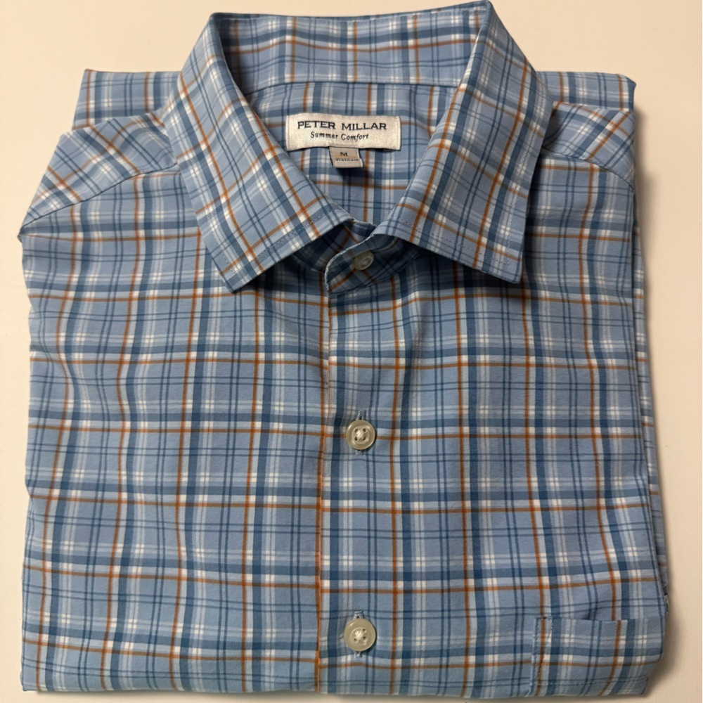 Peter Millar Summer Comfort Long Sleeve Button Down Shirt Size Medium
